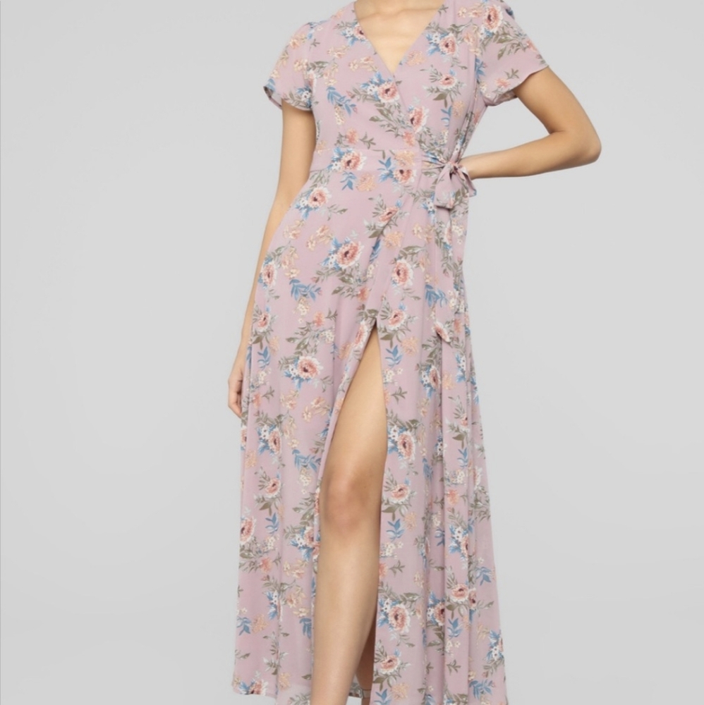 Active USA Floral Wrap Maxi Dress Purple Size M